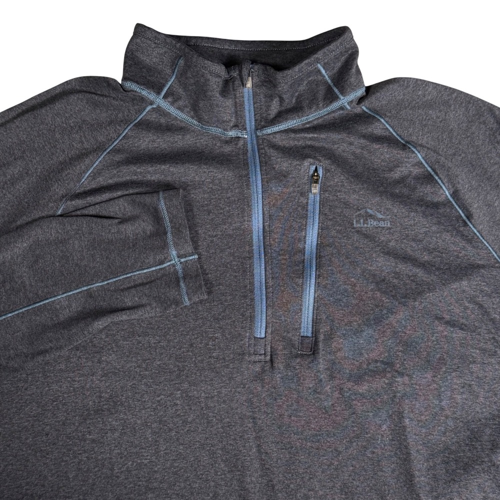 LL Bean Mens XL Slightly Fitted Quarter Zip Pullover Heather Charcoal‎ Grey Golf